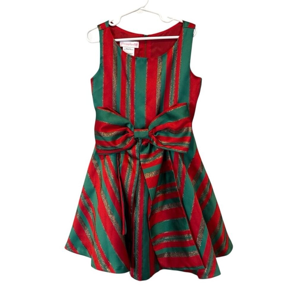 Bonnie Jean girls Size 7 Fancy Holiday Winter Christmas Dress, Full Twirl Skirt